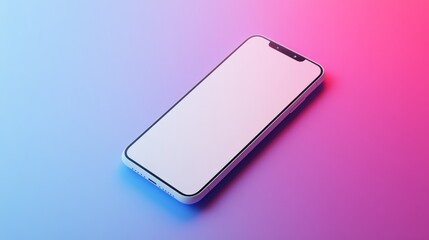 Modern Smartphone with Blank Screen on Vibrant Gradient Background - A modern smartphone with a blank screen rests on a vibrant gradient background, symbolizing technology, communication, digital poss