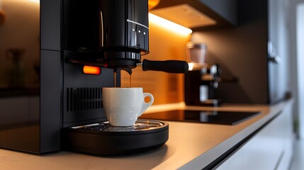 Espresso Machine Brewing Coffee