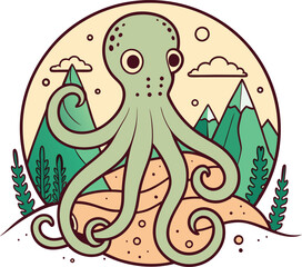 Fototapeta premium vector illustration of an octopus
