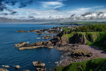 Scenic Village St. Abbs At The Spectacular Atlantic Coast of St. Abbs Head In Berwickshire In Scotland, UK