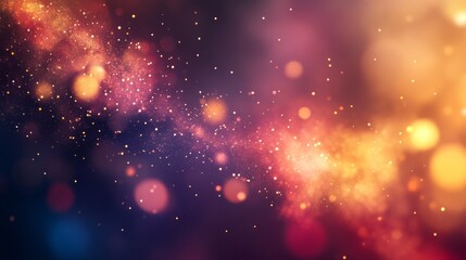 Abstract festive background with glowing red, yellow and blue lights.