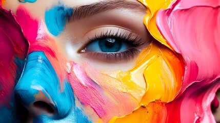 Obraz premium Bright play of multicolor paint strokes, for background, wallpaper, graphic resources
