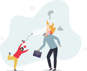 people management or brain cool down to reduce anxiety concept.flat design with people.