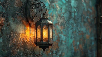 old design lamp on the wall.