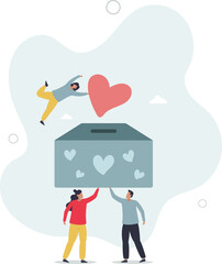 Fundraising for charity, financial help and assistance .flat design with people.