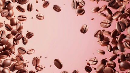 Obraz premium Coffee Beans Frame with Pink Background.