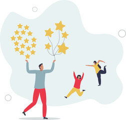 Evaluation, employee appraisal, rating or feedback, stars quality or excellent job, assessment or year end review, giving rating or performance review concept.flat design with people.