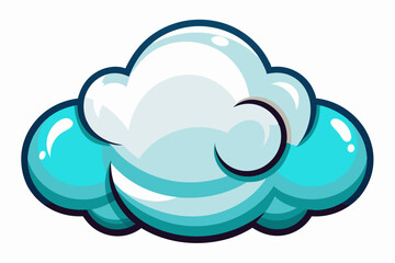 Cartoon Illustration of a Blue and White Cloud