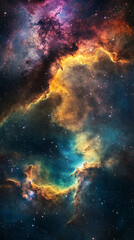 Fototapeta premium Colorful space galaxy cloud nebula. Stary night cosmos. Universe science astronomy. Supernova background wallpaper