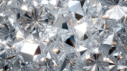Sparkling Crystal Background - Abstract Texture - A close-up of a shimmering crystal surface, showcasing intricate facets and reflections. The image conveys luxury, elegance, and the beauty of nature'