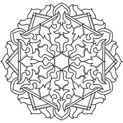 Mandala Line Illustration,  Perfect set for surface of design, textiles, posters, tattoos in indian yoga style, Mandala Line Drawing Design. bundle for coloring book interior. Round Ornament Pattern