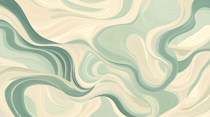 Abstract background with curved lines in green and beige color.