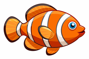 Cartoon Illustration of an Orange and White Clownfish