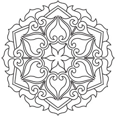 Mandala Line Illustration,  Perfect set for surface of design, textiles, posters, tattoos in indian yoga style, Mandala Line Drawing Design. bundle for coloring book interior. Round Ornament Pattern