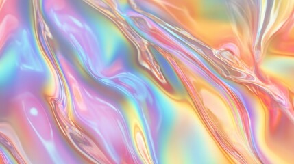 Abstract Holographic iridescent rainbom Y2K fluid background. Lliquid gradient waves surface futuristic texture.Mental health holo modern aesthetic. Trendy  Brutalism