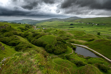 Mystic Valley Fairy Glen With Small Pools And Hills And Narrow Paths Near The Village Uig On The Isle Of Skye In Scotland, UK