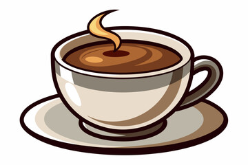 Obraz premium A Steaming Cup of Coffee on a Saucer