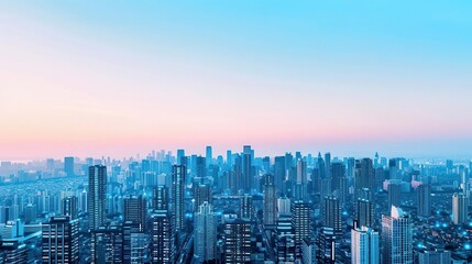 Fototapeta premium City skyline with carbon credit data streams, Carbon credit, Urban emission reduction efforts