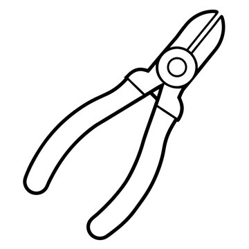 black outline wire cutter tool clip art preview