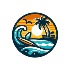 logo surfing, beach, vector, editing
