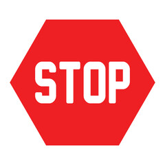 Stop icon. Traffic regulatory warning stop symbol. Red stop road sign symbol isolated on white background. Standard traffic sign stop. Vector Illustration.