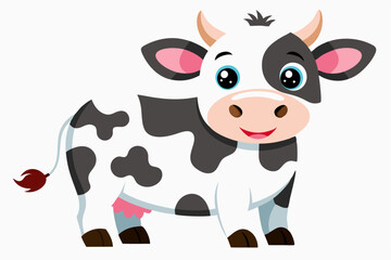 Naklejka premium Cartoon Illustration of a Happy Black and White Cow