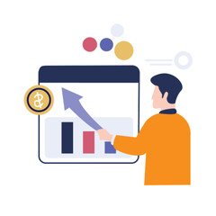 falt deisgn, flat design bisnis, bisnis flat design Two people discussing with work partners to collaborate, startup business illustration conceptual design ilustration vector