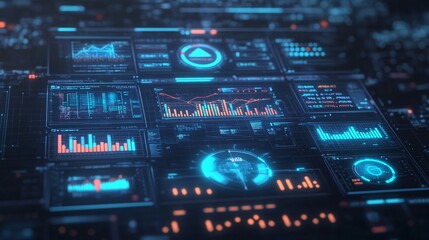 Obraz premium Futuristic Awareness Dashboard with Real-Time Metrics in Modern UI