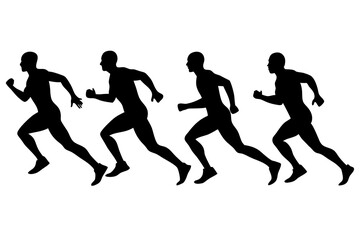 Different  Running Man Vector Silhouette
