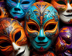 Close-Up of Spooky Halloween Masks- A detailed view of Halloween masks that are both eerie _1(52)