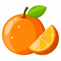 Orange fruit whole and half vector isolated on white background 