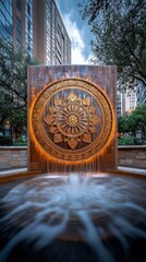 Dharma Wheel Dharmachakra Urban Peace Buddhism Religion Spiritual Symbol - Generative AI