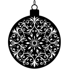 Black Festive Ornament silhouette in white background