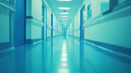Obraz premium Serene Hospital Corridor with Sign for Surgery Fee Information