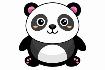 Fototapeta premium Cartoon Panda Bear with Pink Ears and Paws