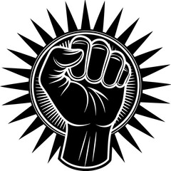 Fist hand icon symbol of victory strength and solidarity isolated vector illustration on white background