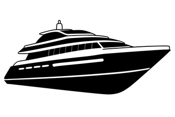 Luxurious Yacht Silhouette Vector Illustration Clipart Icon