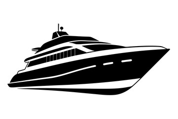 Luxurious Yacht Silhouette Vector Illustration Clipart Icon