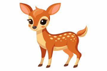 Cartoon Illustration of a Spotted Fawn with Large Eyes