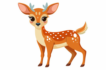 Obraz premium Cartoon Illustration of a Spotted Fawn with Large Eyes