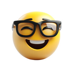 Naklejka premium Nerd face three-dimensional emoji isolated on a transparent background