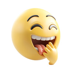 Face with hand over mouth emoji isolated on transparent background