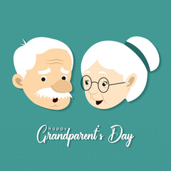 Grandparents Day,  with grandfather and grandmother illustrations, suitable for greeting card, banner, poster