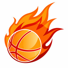 Basketball on Fire  art vector illustration