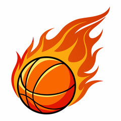 Basketball on Fire  art vector illustration