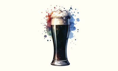 free drink, watercolor mugs of beer, alcohol drinks, hand drawn illustration, watercolor mugs of beer