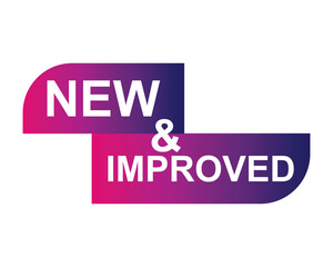 new & improved button on white background. new & improved button sign