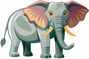 Fototapeta premium A Gray Elephant with Large Ears and Ivory Tusks