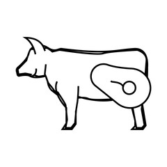 beef meat line icon vector. beef meat sign. isolated contour symbol black illustration