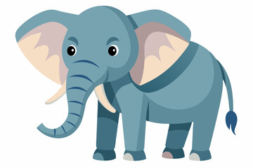Fototapeta premium Cartoon Illustration of a Blue Elephant with Large Ears and Tusks